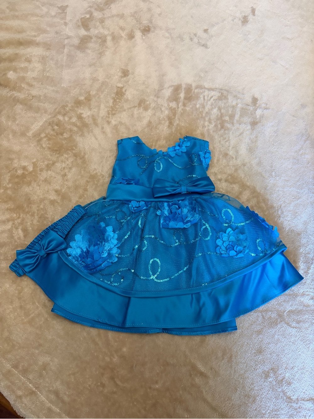 SHAN Bright Turquoise Floral Party Dress for Girls